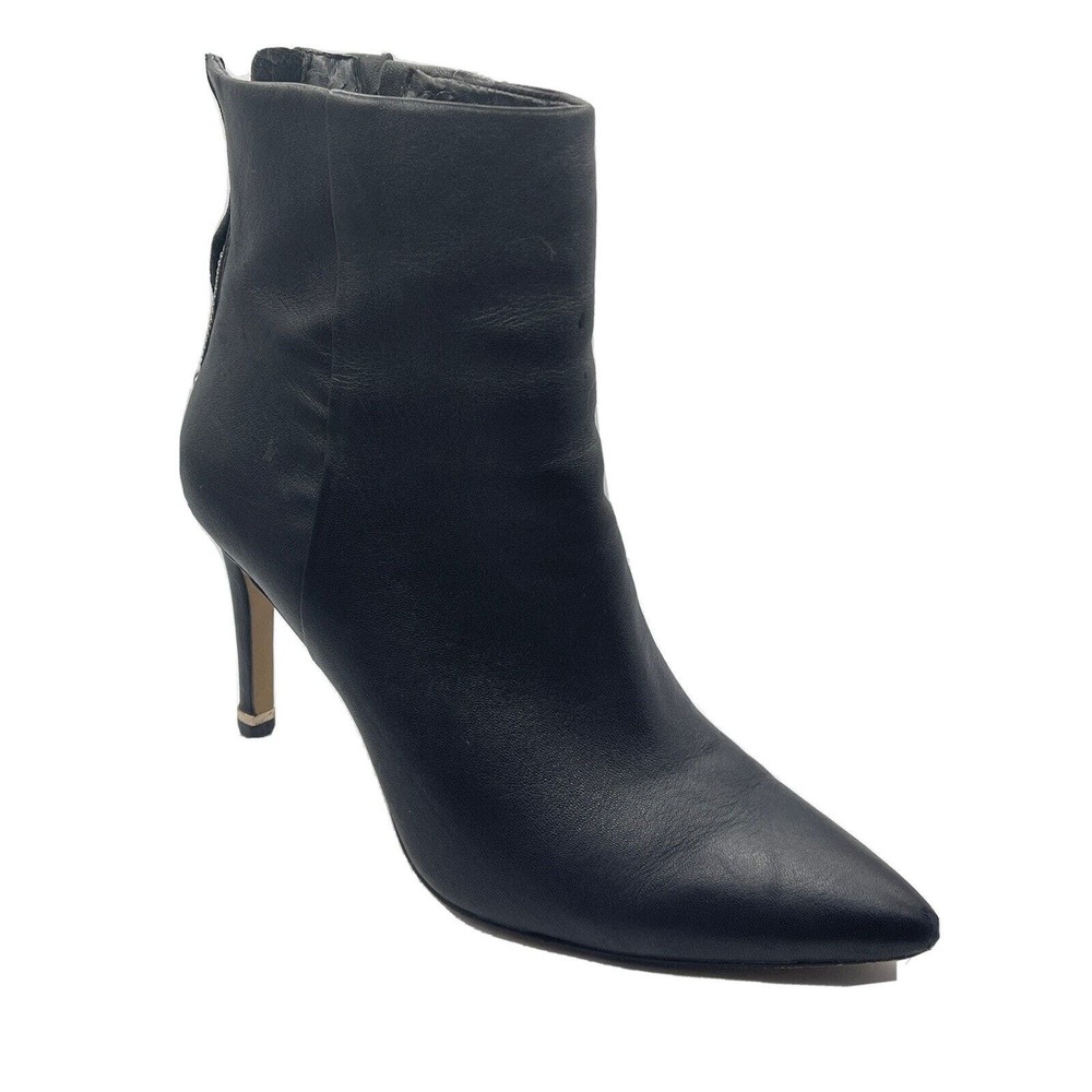 Kenneth Cole Women's Black Leather Stiletto Heel Ankle Boots Size 6.5